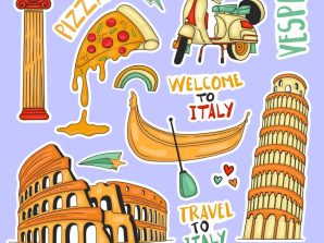 colorful-hand-drawn-italy-element-stickers-collection-vector